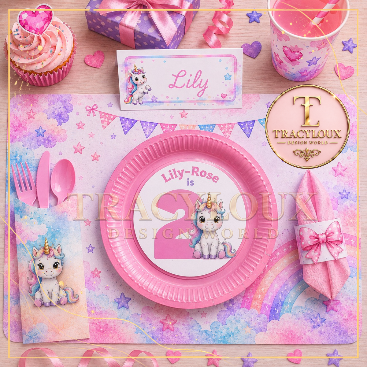 MAGICAL UNICORN TABLE SETTING PARTY PACK – 65 FILES