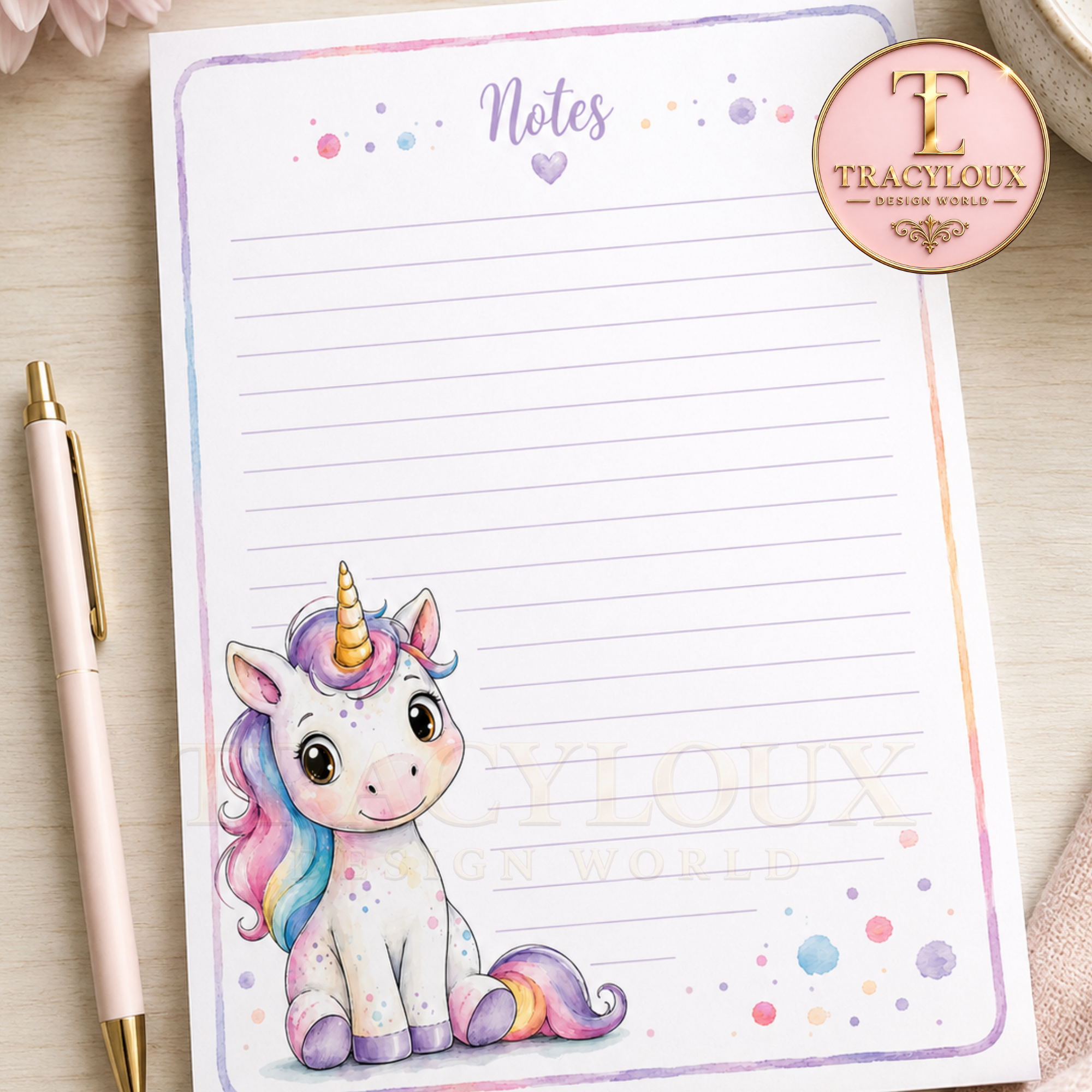 CUTE WATERCOLOUR UNICORN DIGITAL COLLECTION | MUG WRAPS, BOOKMARKS, COASTERS, NOTEPAD PAGES & CLIP ART PNG BUNDLE