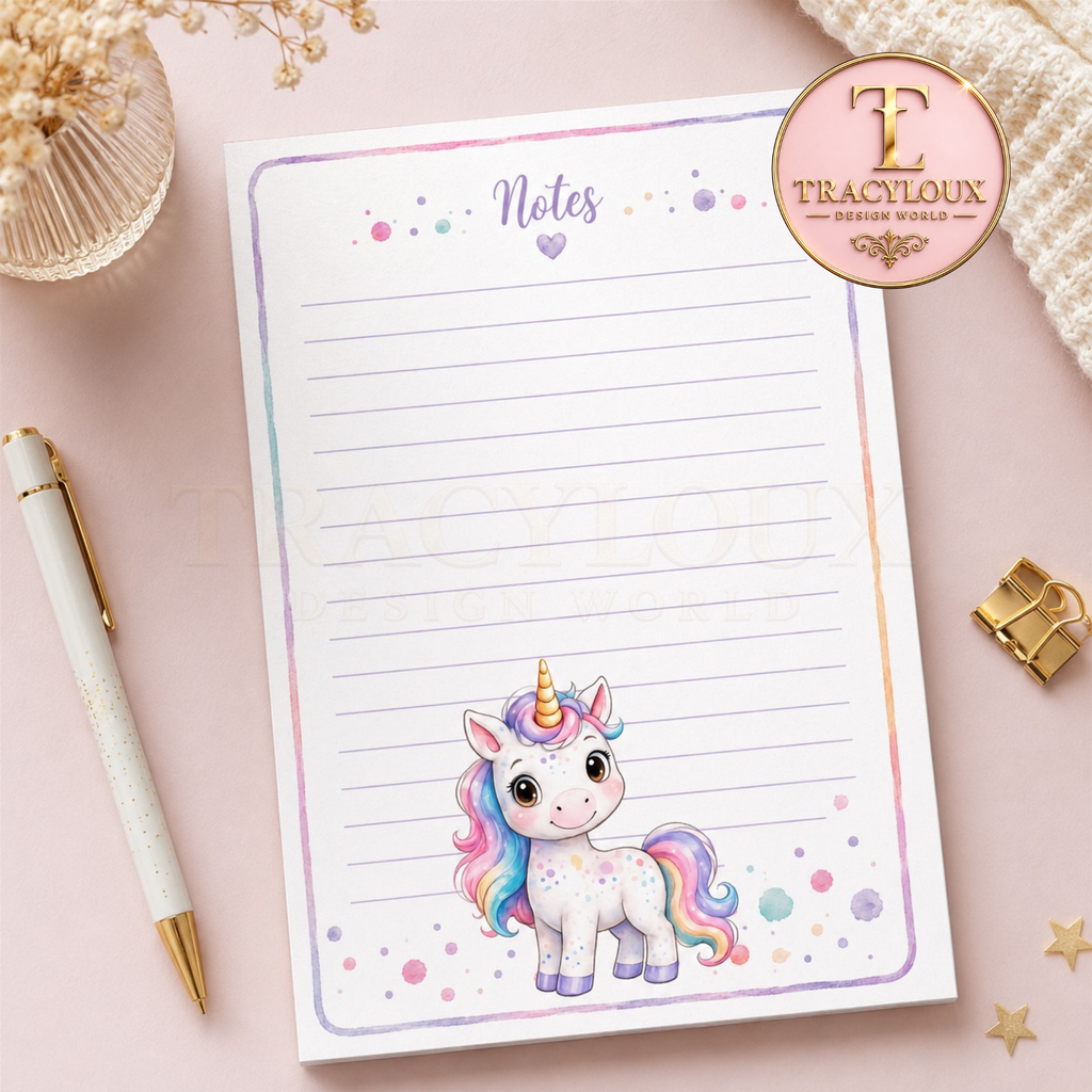 CUTE WATERCOLOUR UNICORN DIGITAL COLLECTION | MUG WRAPS, BOOKMARKS, COASTERS, NOTEPAD PAGES & CLIP ART PNG BUNDLE