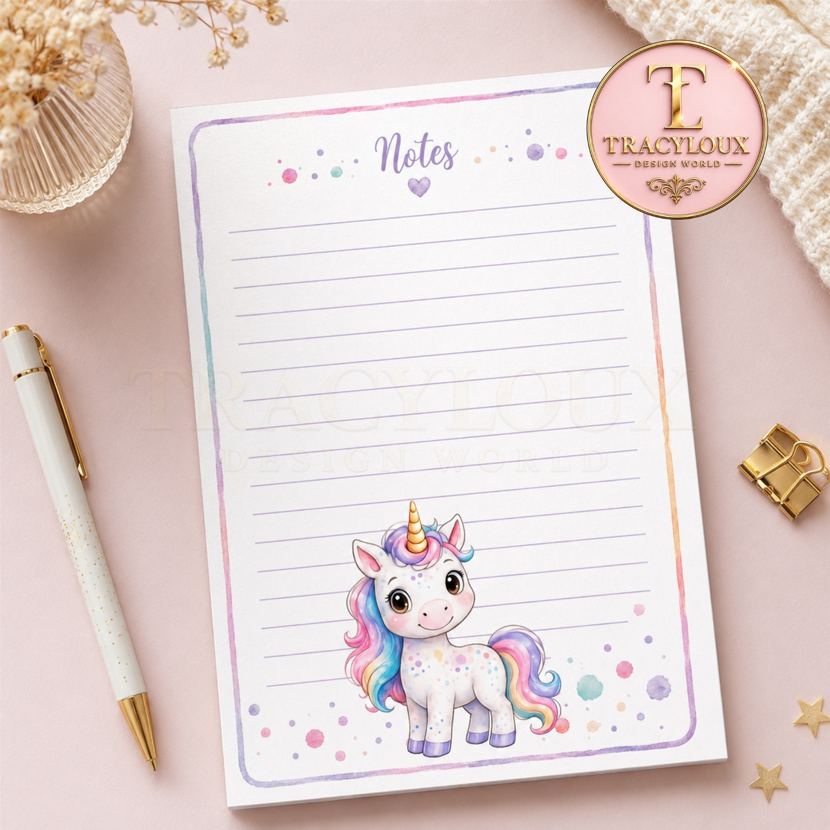 CUTE WATERCOLOUR UNICORN DIGITAL COLLECTION | MUG WRAPS, BOOKMARKS, COASTERS, NOTEPAD PAGES & CLIP ART PNG BUNDLE