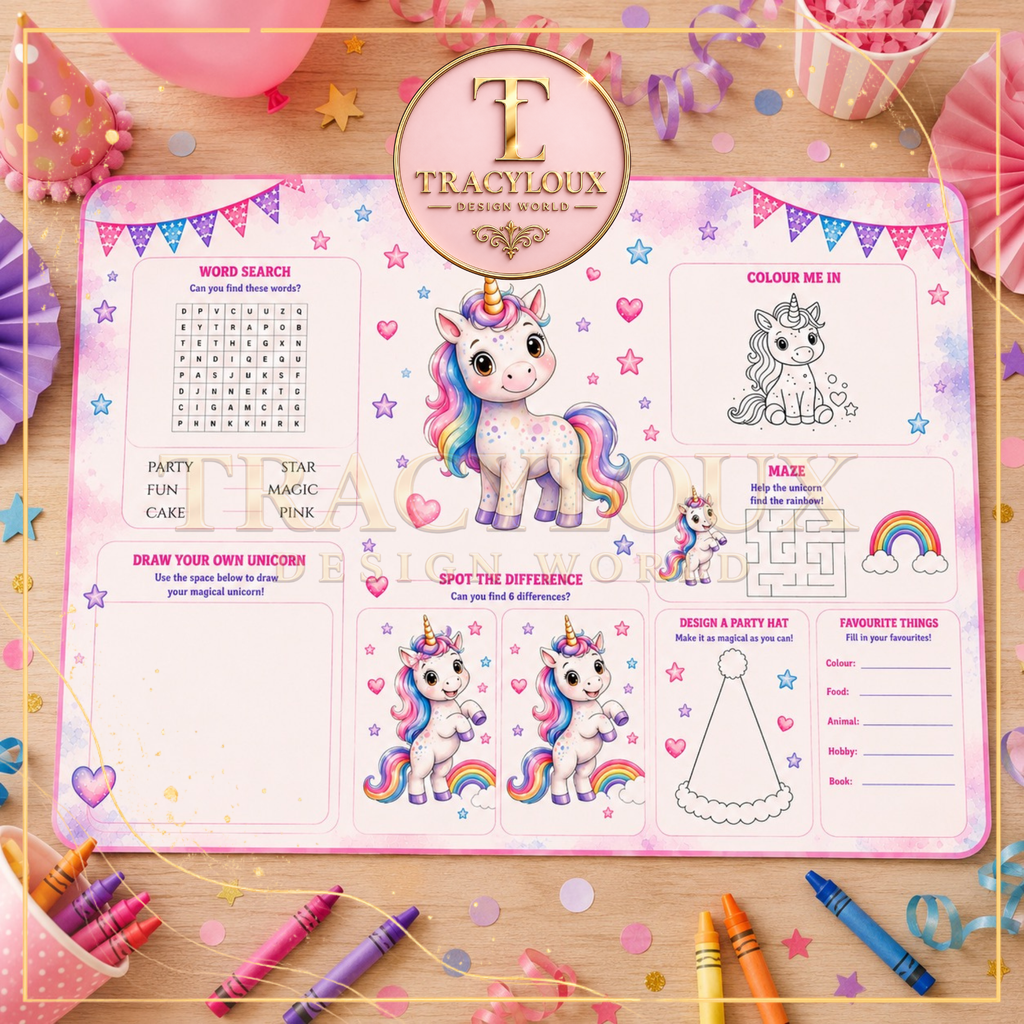 MAGICAL UNICORN TABLE SETTING PARTY PACK – 65 FILES