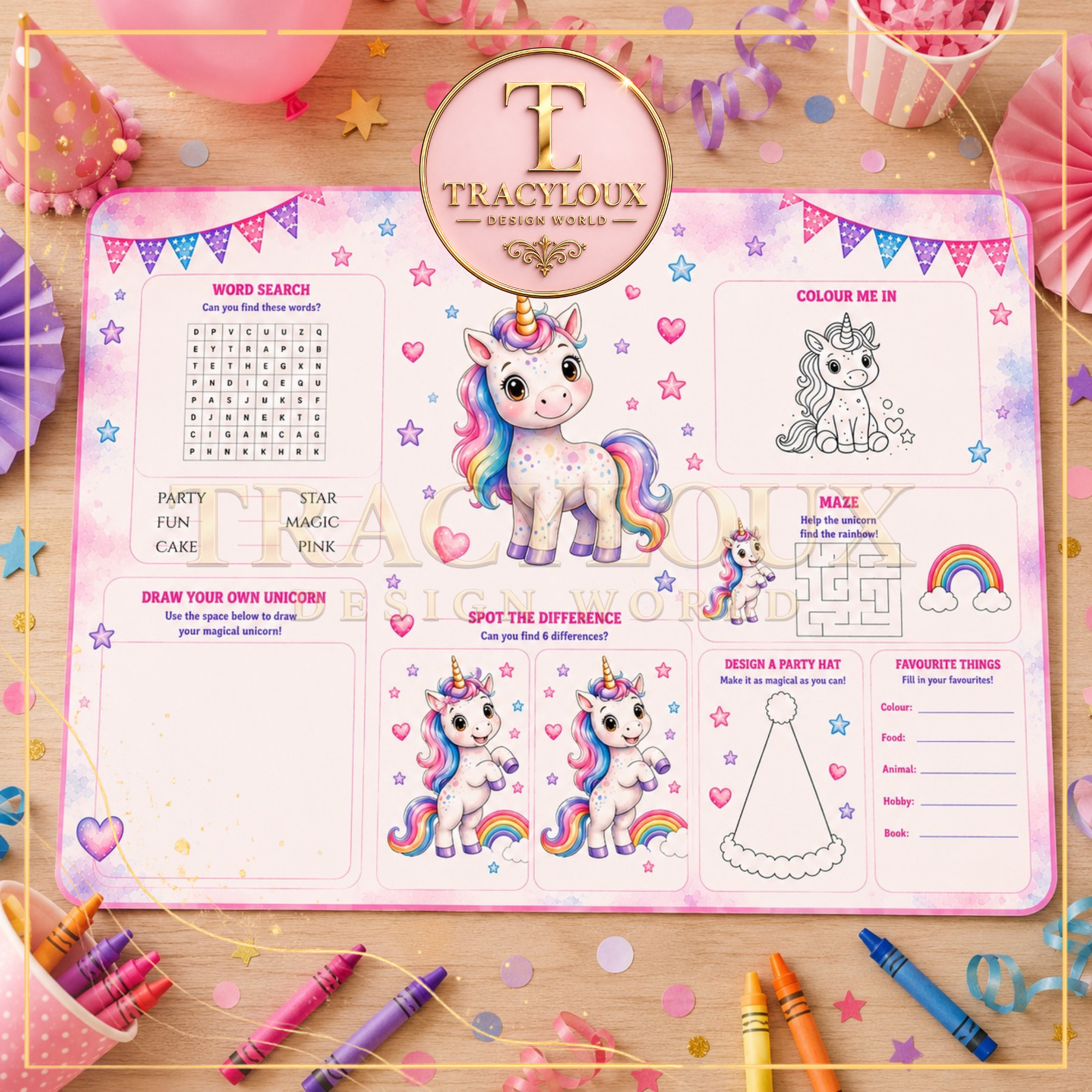 MAGICAL UNICORN TABLE SETTING PARTY PACK – 65 FILES