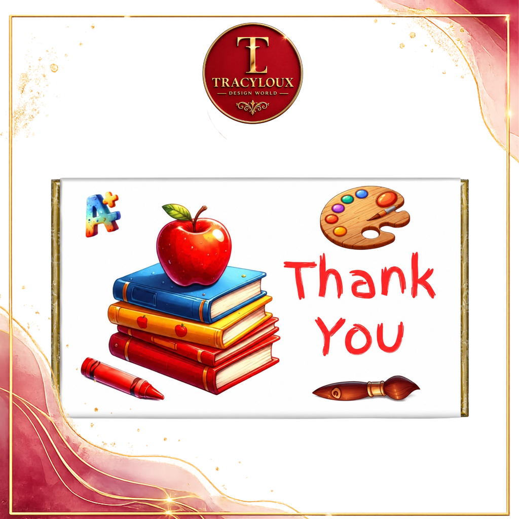 TEACHER CUPCAKE INSERT & CHOCOLATE BAR WRAPPER SET