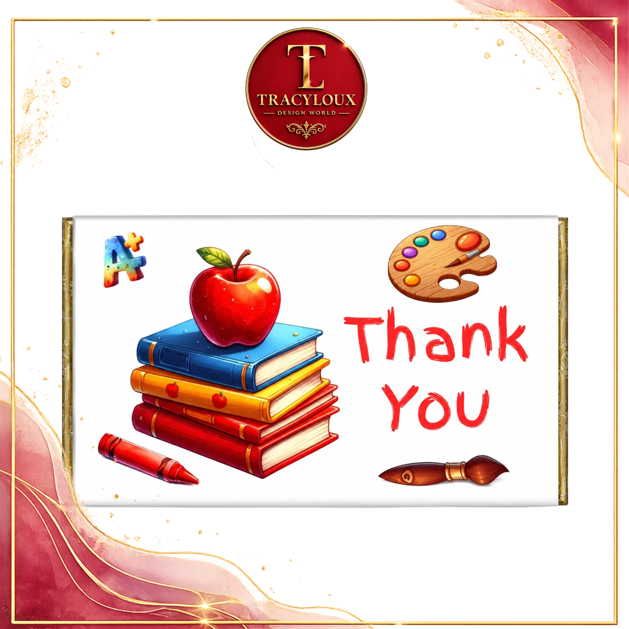 TEACHER CUPCAKE INSERT & CHOCOLATE BAR WRAPPER SET