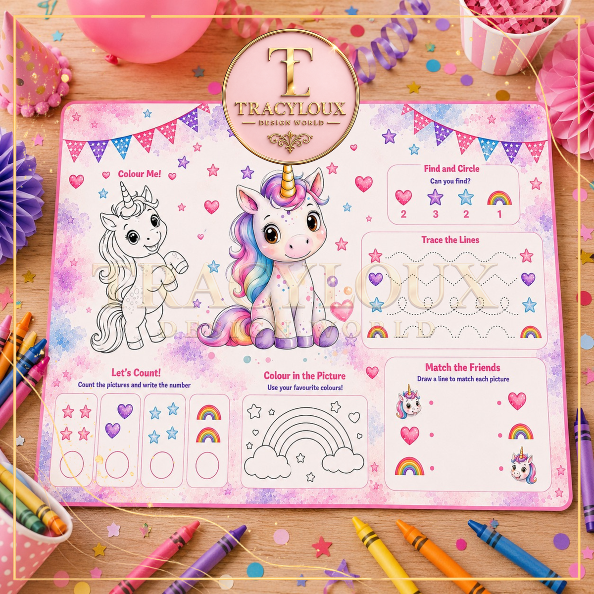 MAGICAL UNICORN TABLE SETTING PARTY PACK – 65 FILES