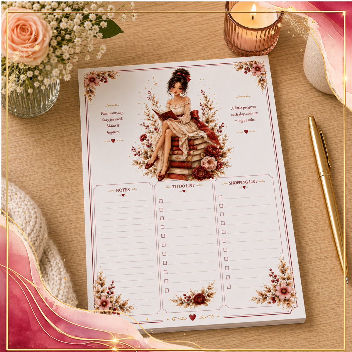 COZY BOOK LOVER PRINTABLE GIFT SET – 4 COORDINATED DESIGNS