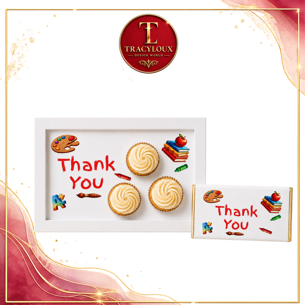 TEACHER CUPCAKE INSERT & CHOCOLATE BAR WRAPPER SET