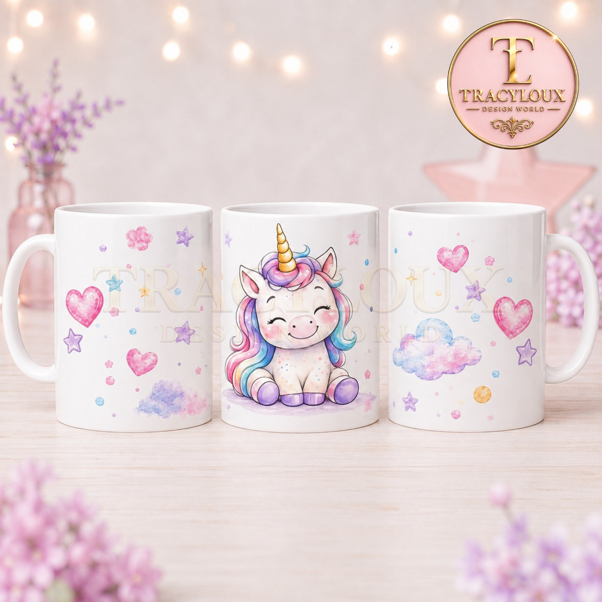 CUTE WATERCOLOUR UNICORN DIGITAL COLLECTION | MUG WRAPS, BOOKMARKS, COASTERS, NOTEPAD PAGES & CLIP ART PNG BUNDLE
