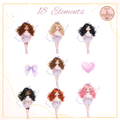 PASTEL GIRL CHARACTER DESIGN SET – 18 MATCHING ELEMENTS
