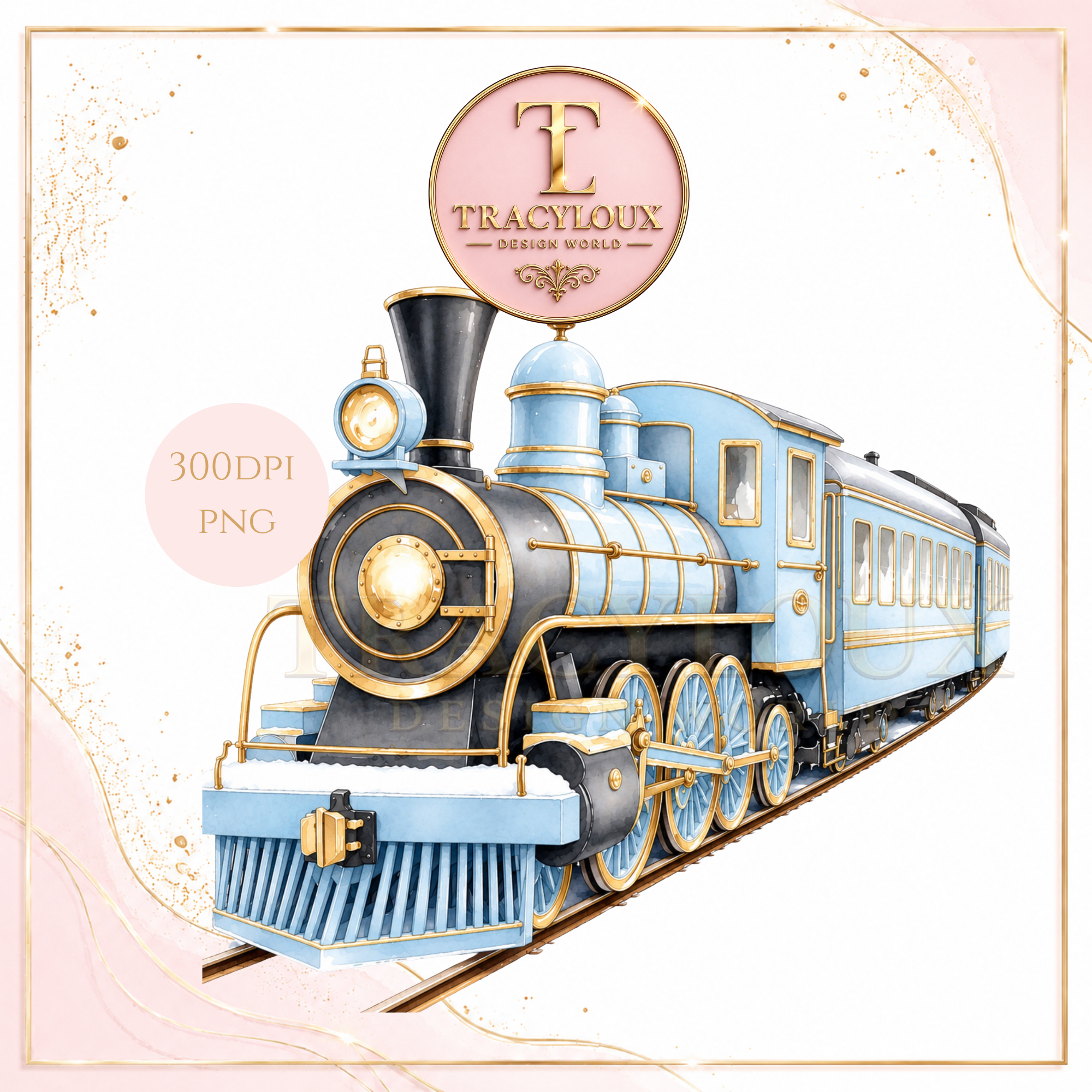 PASTEL BLUE CHRISTMAS TRAIN PNG