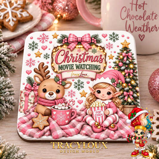 Christmas Movie Watching Coaster Design Set – 6 Designs