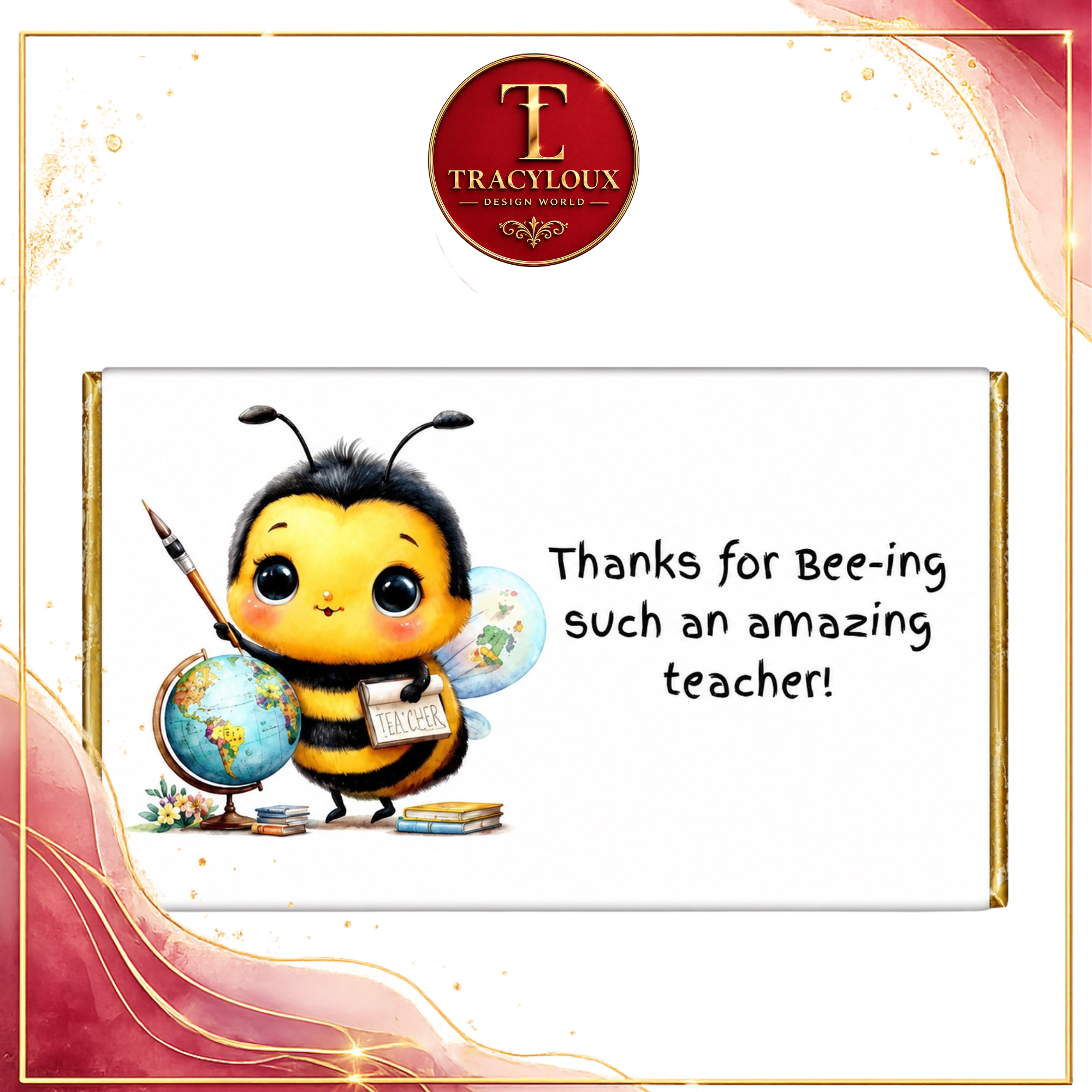 TEACHER CUPCAKE INSERT & CHOCOLATE BAR WRAPPER SET