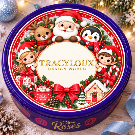 Traditional Christmas  Personalised Chocolate Tub Sticker.