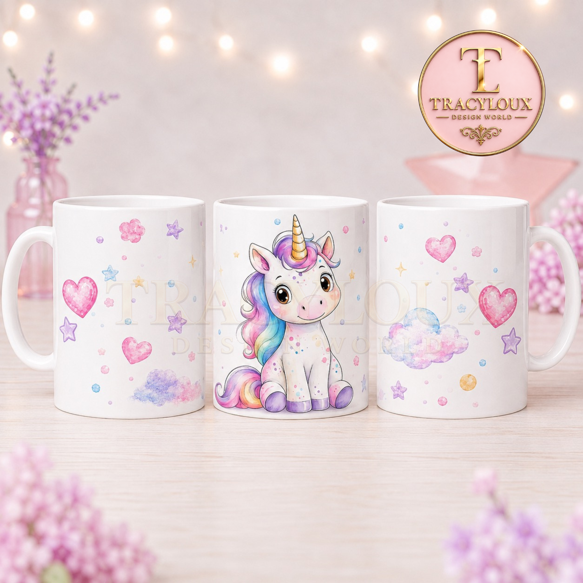 CUTE WATERCOLOUR UNICORN DIGITAL COLLECTION | MUG WRAPS, BOOKMARKS, COASTERS, NOTEPAD PAGES & CLIP ART PNG BUNDLE