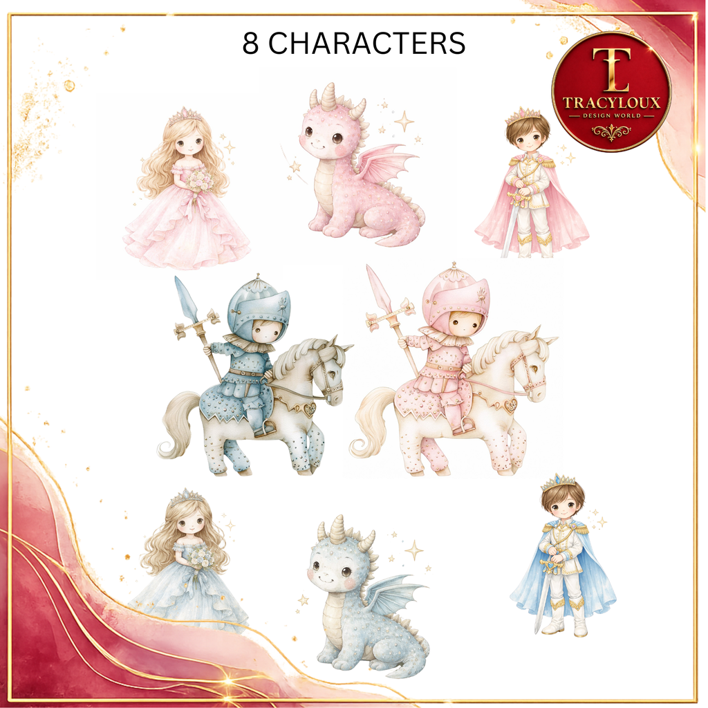 PRINCESS &  KNIGHT FAIRYTALE CLIPART SET