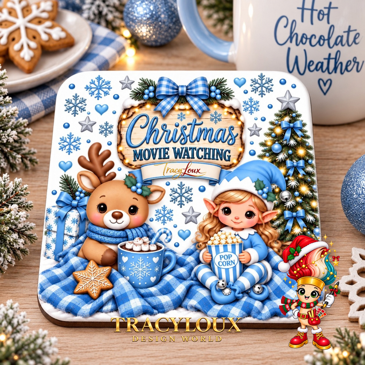 Christmas Movie Watching Coaster Design Set – 6 Designs