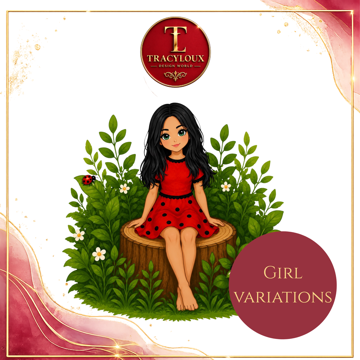 LADYBIRD GIRL & GARDEN FRIENDS CLIPART BUNDLE