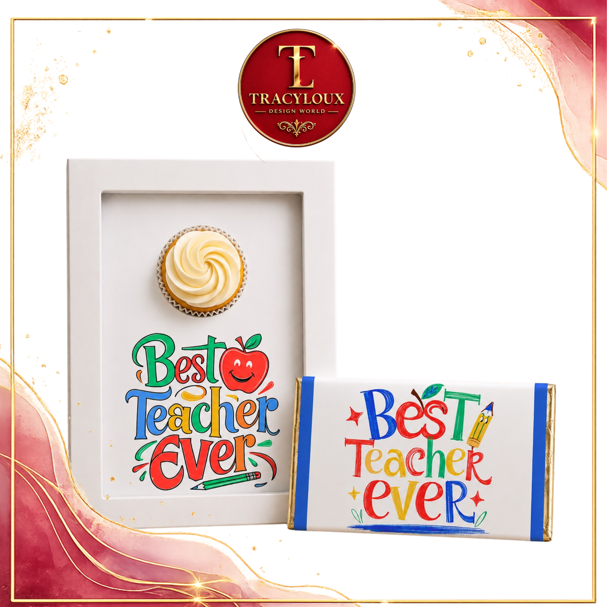 TEACHER CUPCAKE INSERT & CHOCOLATE BAR WRAPPER SET
