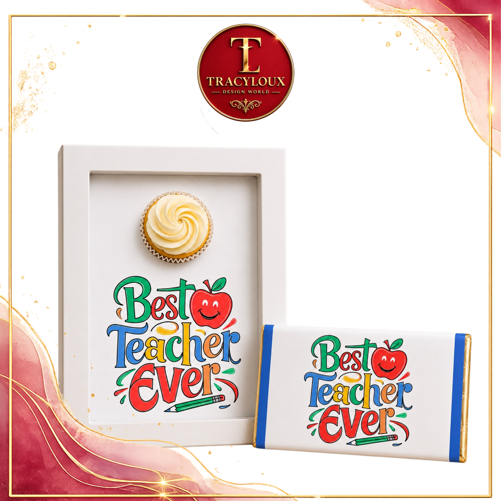 TEACHER CUPCAKE INSERT & CHOCOLATE BAR WRAPPER SET