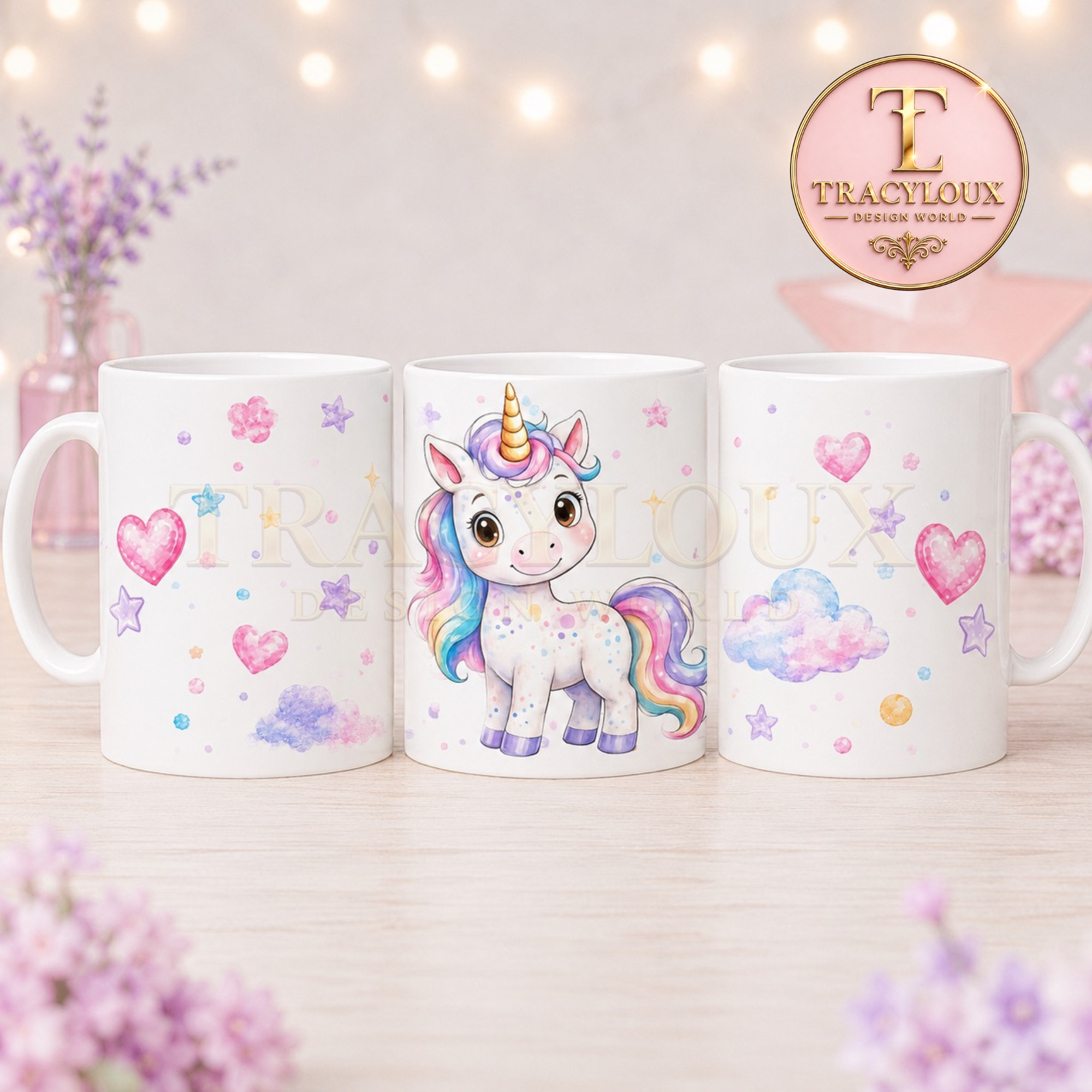 CUTE WATERCOLOUR UNICORN DIGITAL COLLECTION | MUG WRAPS, BOOKMARKS, COASTERS, NOTEPAD PAGES & CLIP ART PNG BUNDLE