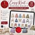 COSY KNIT WINTER WEAR PROCREATE STAMP SET | 18 KNITTED HATS & SCARVES STAMPS FOR PROCREATE