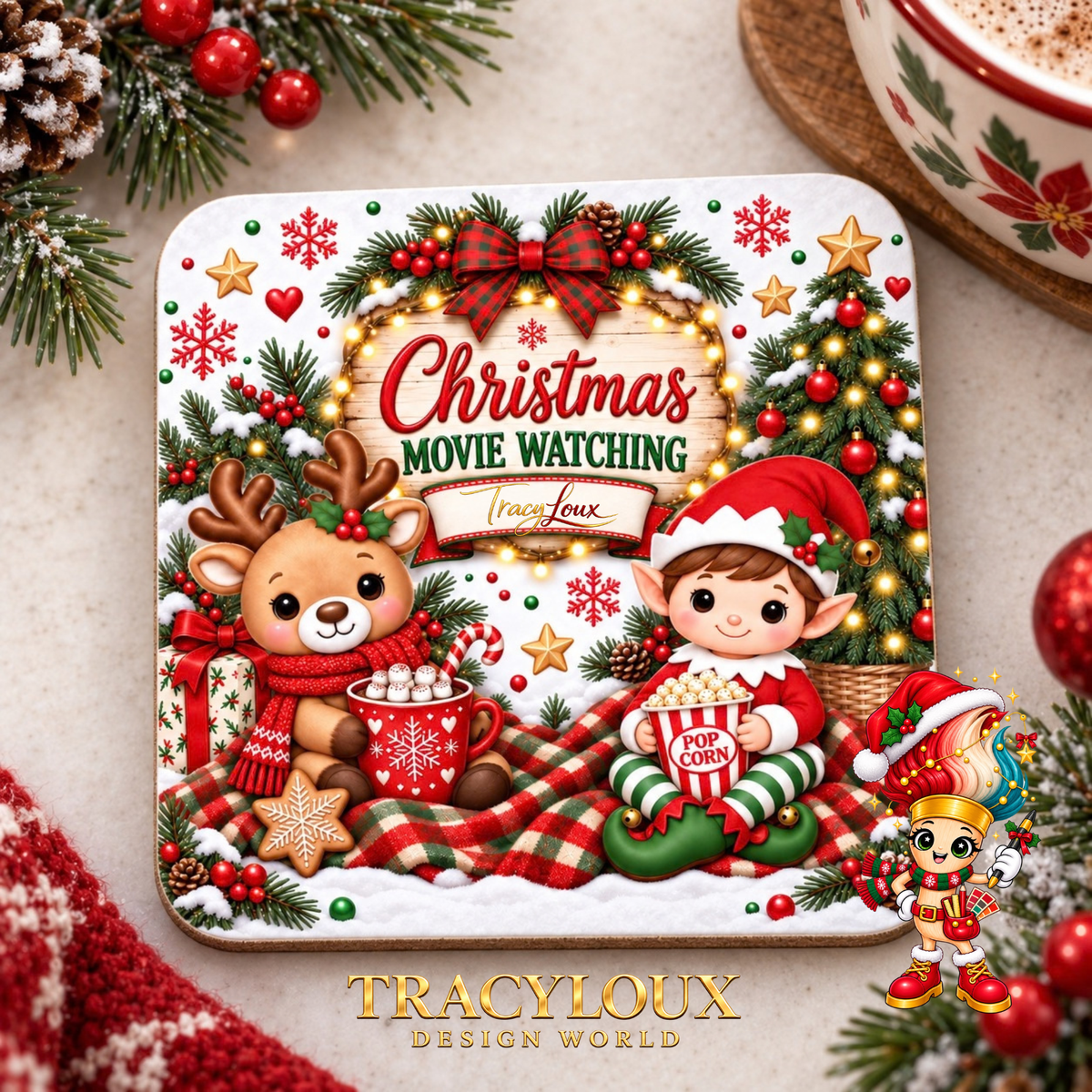 Christmas Movie Watching Coaster Design Set – 6 Designs