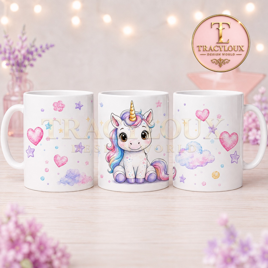 CUTE WATERCOLOUR UNICORN DIGITAL COLLECTION | MUG WRAPS, BOOKMARKS, COASTERS, NOTEPAD PAGES & CLIP ART PNG BUNDLE