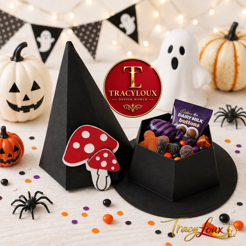 WITCHES HAT FAVOUR BOX SVG BUNDLE | HALLOWEEN TREAT BOX TEMPLATE | HALLOWEEN PARTY FAVOUR BOX | CRICUT & SILHOUETTE SVG | DXF PDF PNG EPS JPEG