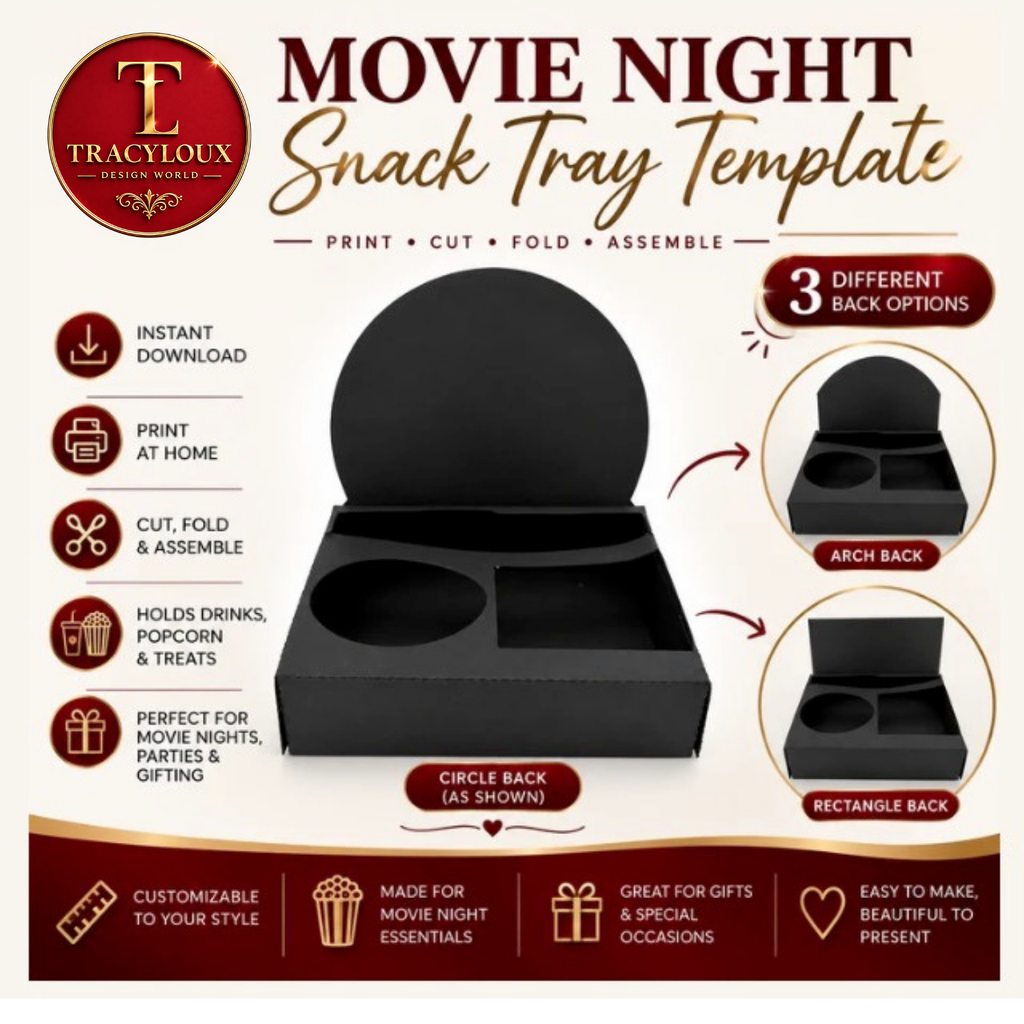 MOVIE TRAY BOX TEMPLATE – SVG, EPS, DXF, PNG, PDF &AMP; JPEG
