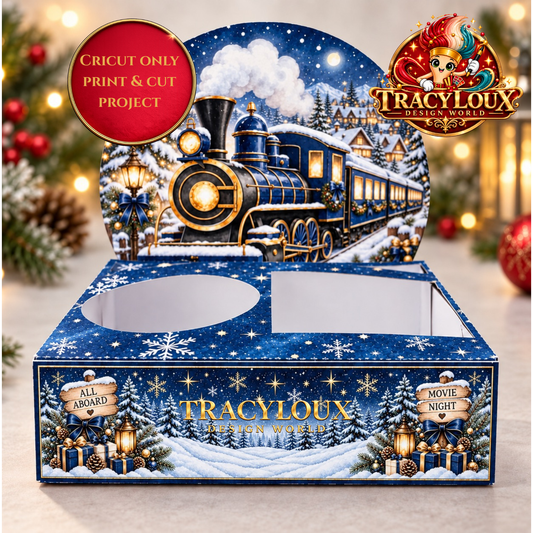 Navy Christmas Train Movie Night Box – Cricut Print Then Cut Project