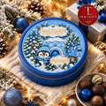 BLUE CHRISTMAS PENGUIN CHOCOLATE TUB STICKER PNG