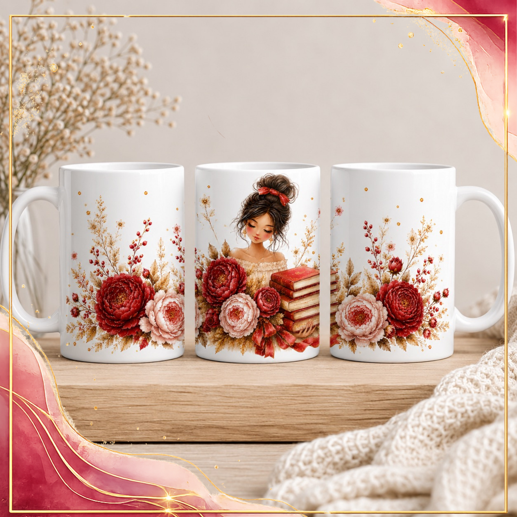 COZY BOOK LOVER PRINTABLE GIFT SET – 4 COORDINATED DESIGNS