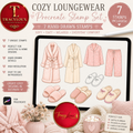 COZY LOUNGEWEAR PROCREATE STAMP SET | 7 HAND DRAWN ROBES, PYJAMAS & SLIPPERS STAMPS