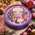 PINK CHRISTMAS PENGUIN CHOCOLATE TUB STICKER PNG