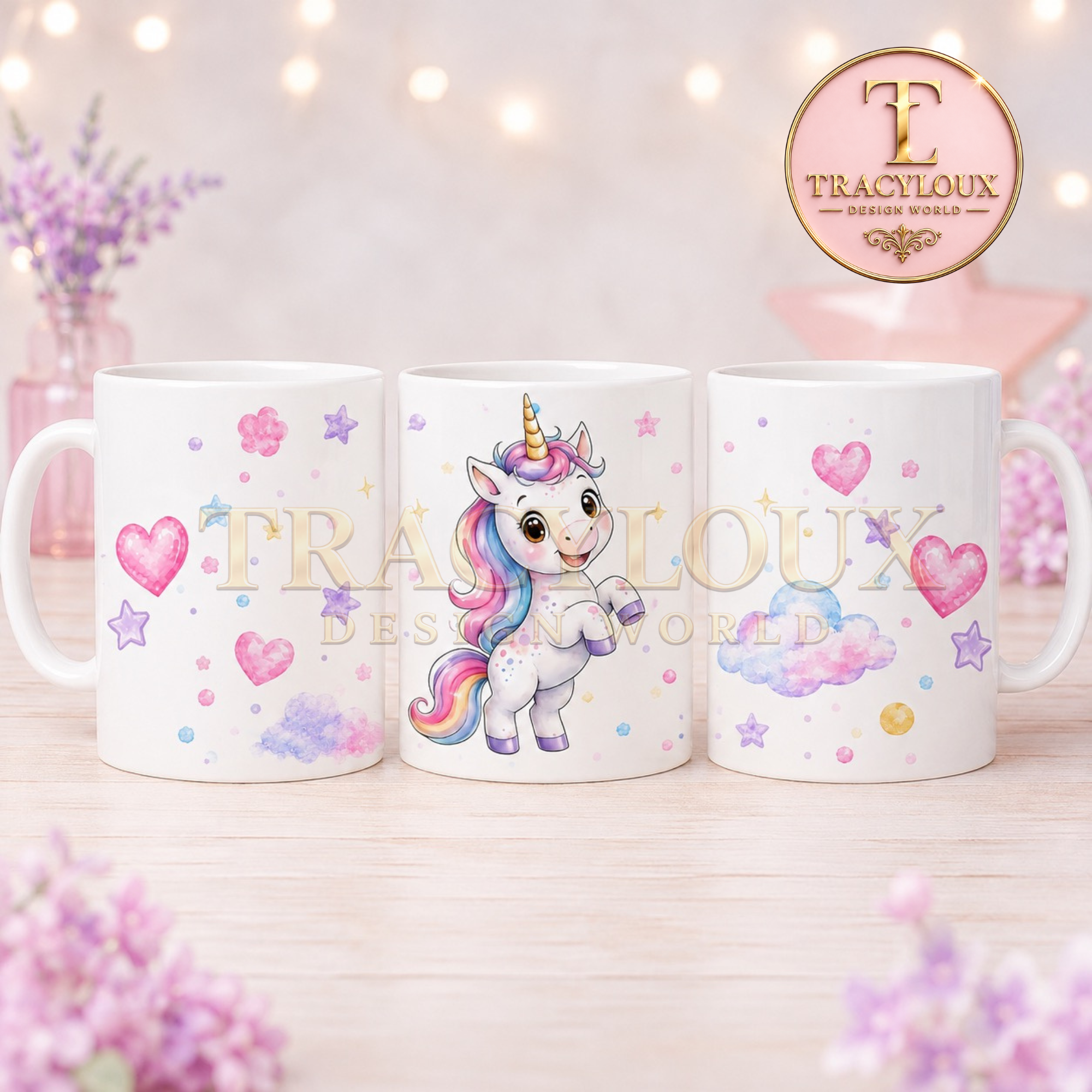 CUTE WATERCOLOUR UNICORN DIGITAL COLLECTION | MUG WRAPS, BOOKMARKS, COASTERS, NOTEPAD PAGES & CLIP ART PNG BUNDLE