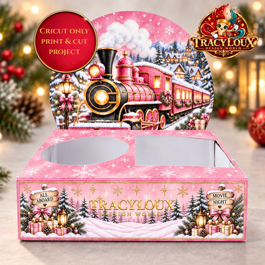 Pastel Pink Christmas Train Movie Night Box – Cricut Print Then Cut Project