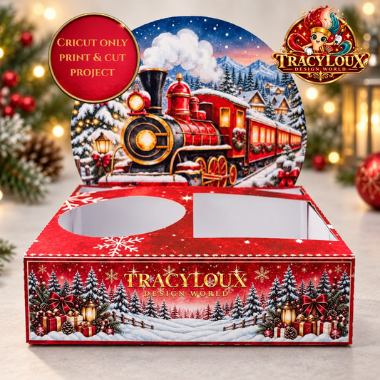 Red Christmas Train Movie Night Box – Cricut Print Then Cut Project