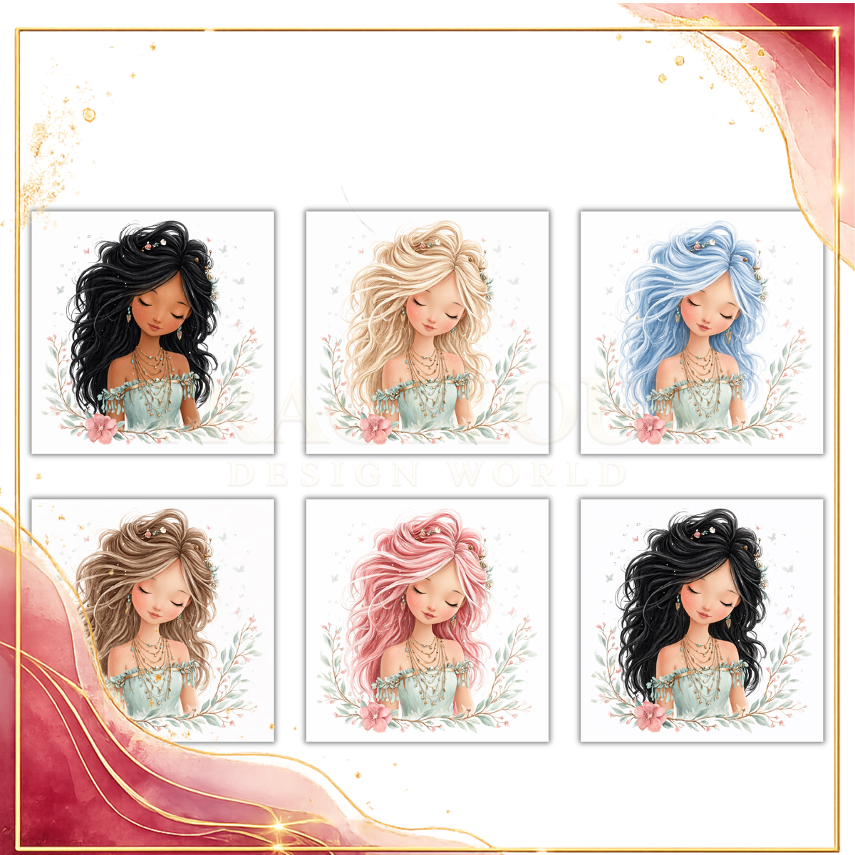 WHIMSICAL BIRTHDAY GIRL COLLECTION – PNG DESIGNS &AMP; MOCKUPS