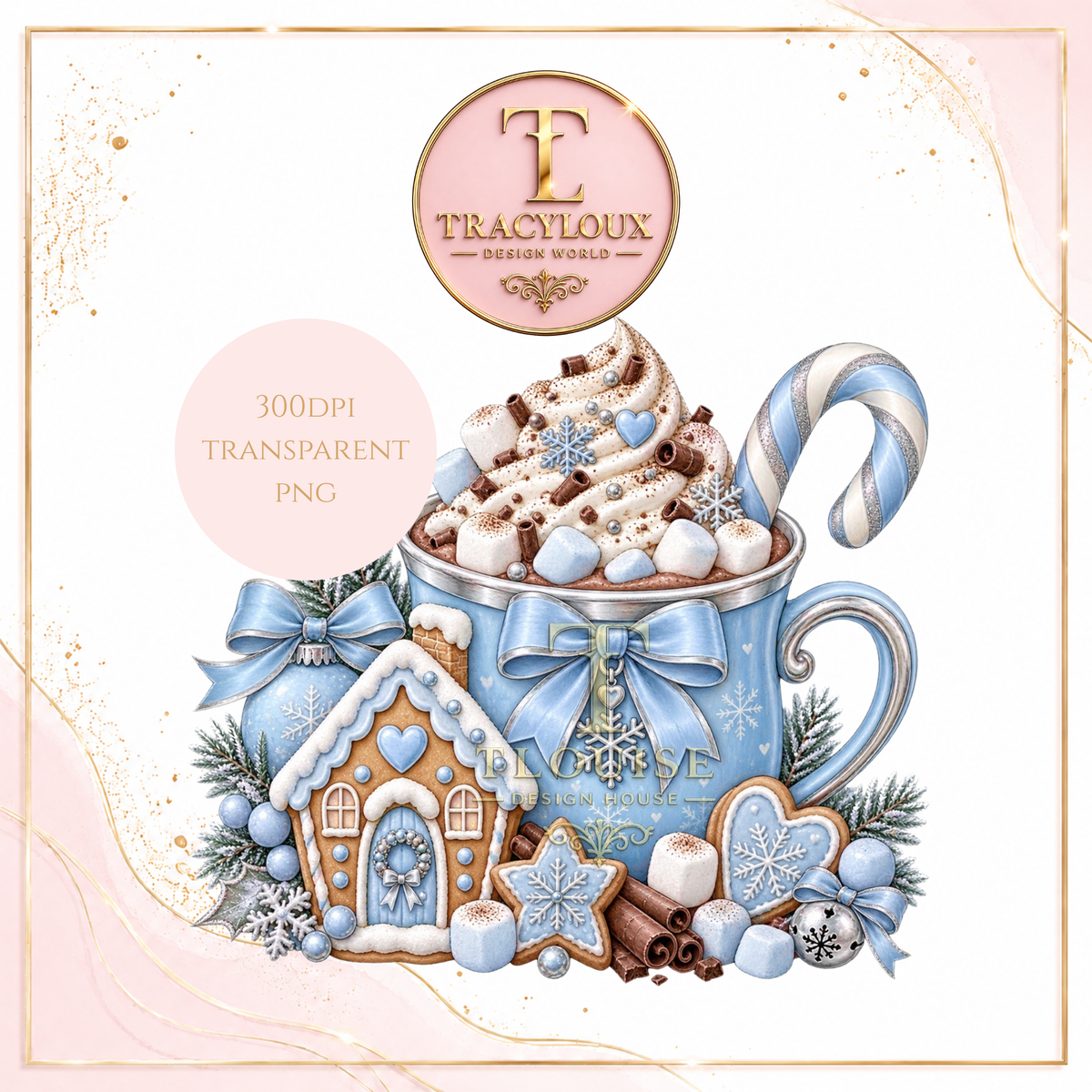 CHRISTMAS HOT CHOCOLATE PNG – PASTEL BLUE EDITION