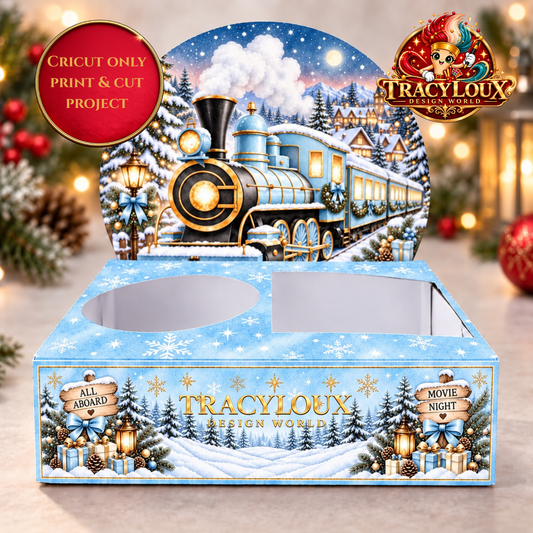 Pastel Blue Christmas Train Movie Night Box – Cricut Print Then Cut Project
