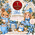Pastel Blue  Christmas Clipart Bundle | Cute Festive PNG Elements for Crafts & Printables